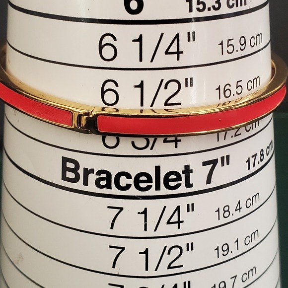 Kate Spade Everyday Spade Narrow Hinged Bangle Coral Enamel Gold Plate Signed - Picture 11 of 11